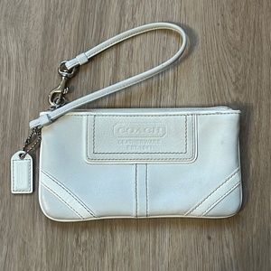 Vintage COACH white leather wristlet